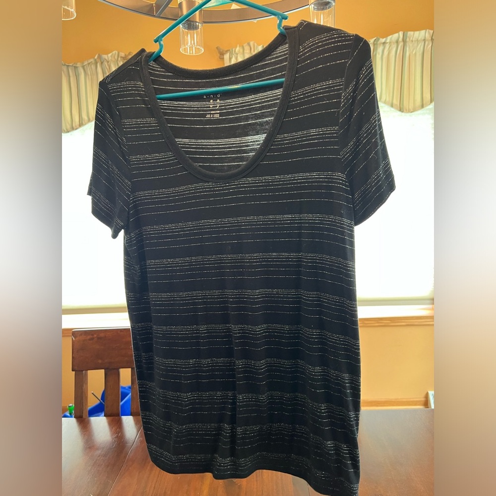 Black and silver sparkle striped shirt